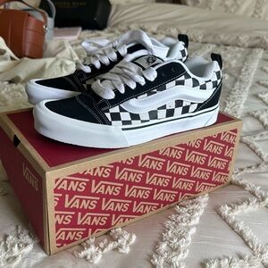 Brand New- Vans Knu Skool Checkerboard Sneakers - Black/White